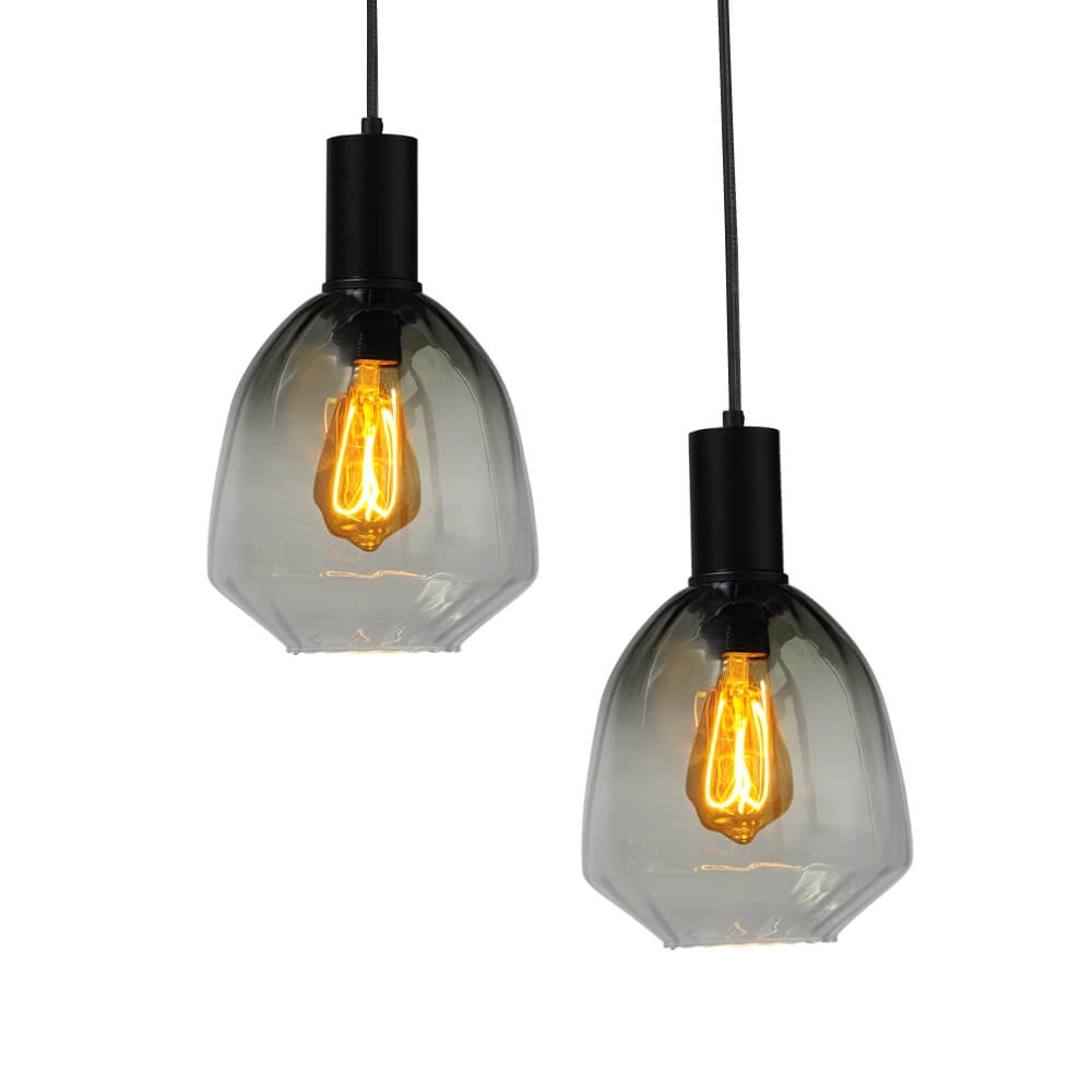 Lampe suspendue 6 lumières - noire - Porto avec des lunettes vertes Nicolette Masterlight 8718121270654