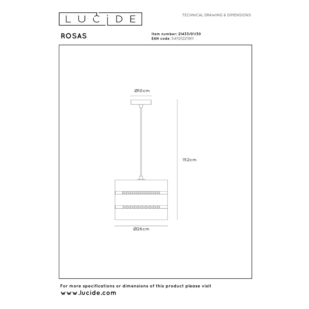 Lampe suspendue Rosas Ø 26 cm noir avec or Lucide 5411212211811