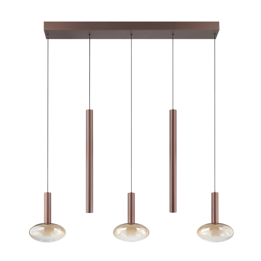 Lampe suspendue Veridian Brun café avec verre ambré Brilliant 4004353477942