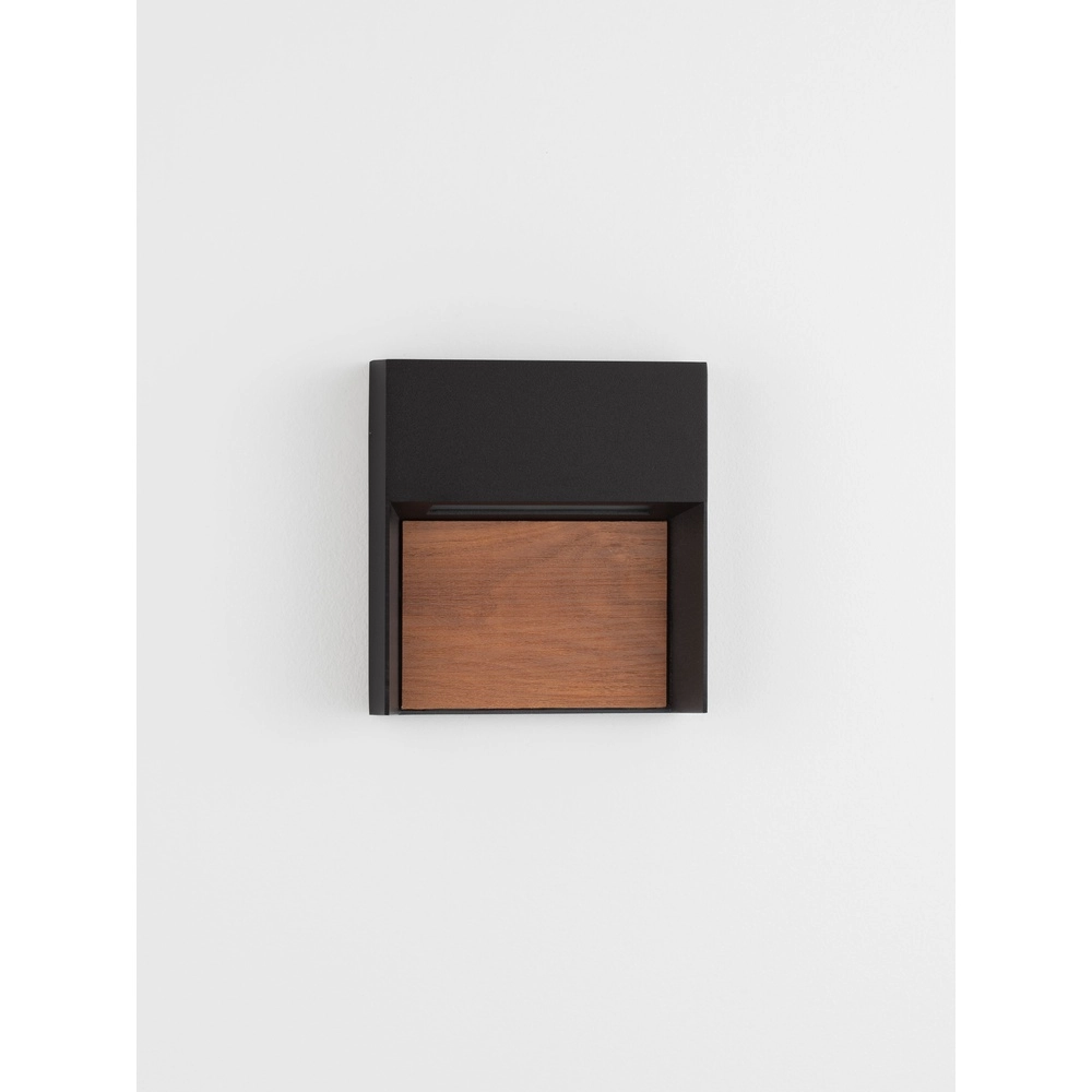 Lampe murale de conception Noray noir avec bois - 2700K Lyora 5212063504295