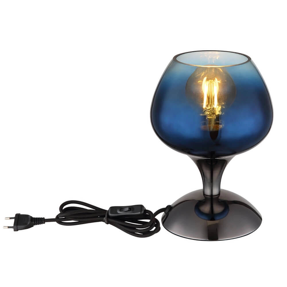 Lampe de table en bronze Maxy avec verre bleu Ø 15cm Globo 9007371468935
