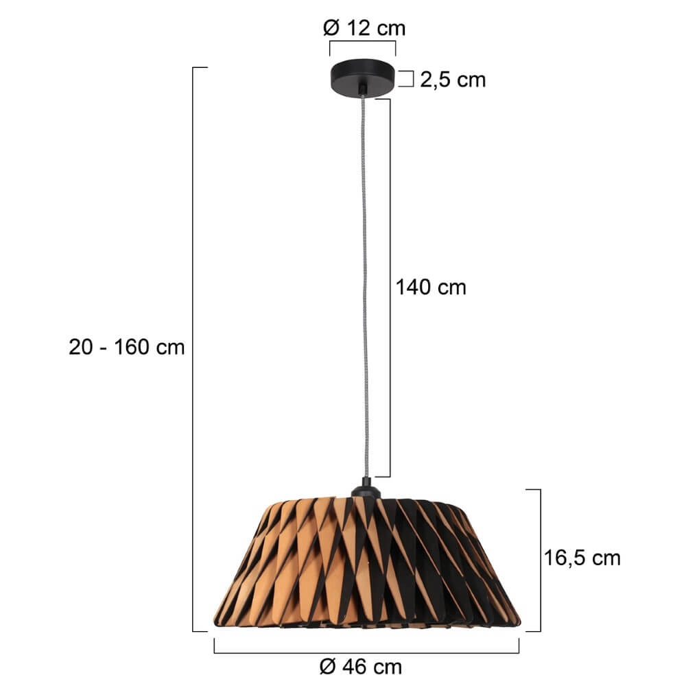 Lampe à suspension en bois noir Maze Ø 46 cm Steinhauer 8712746166293