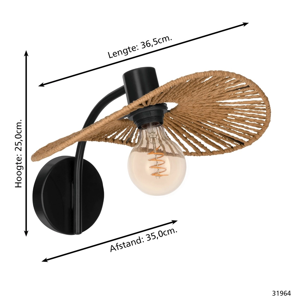 Lampe murale en rotin Siruela Eglo 9002759319649