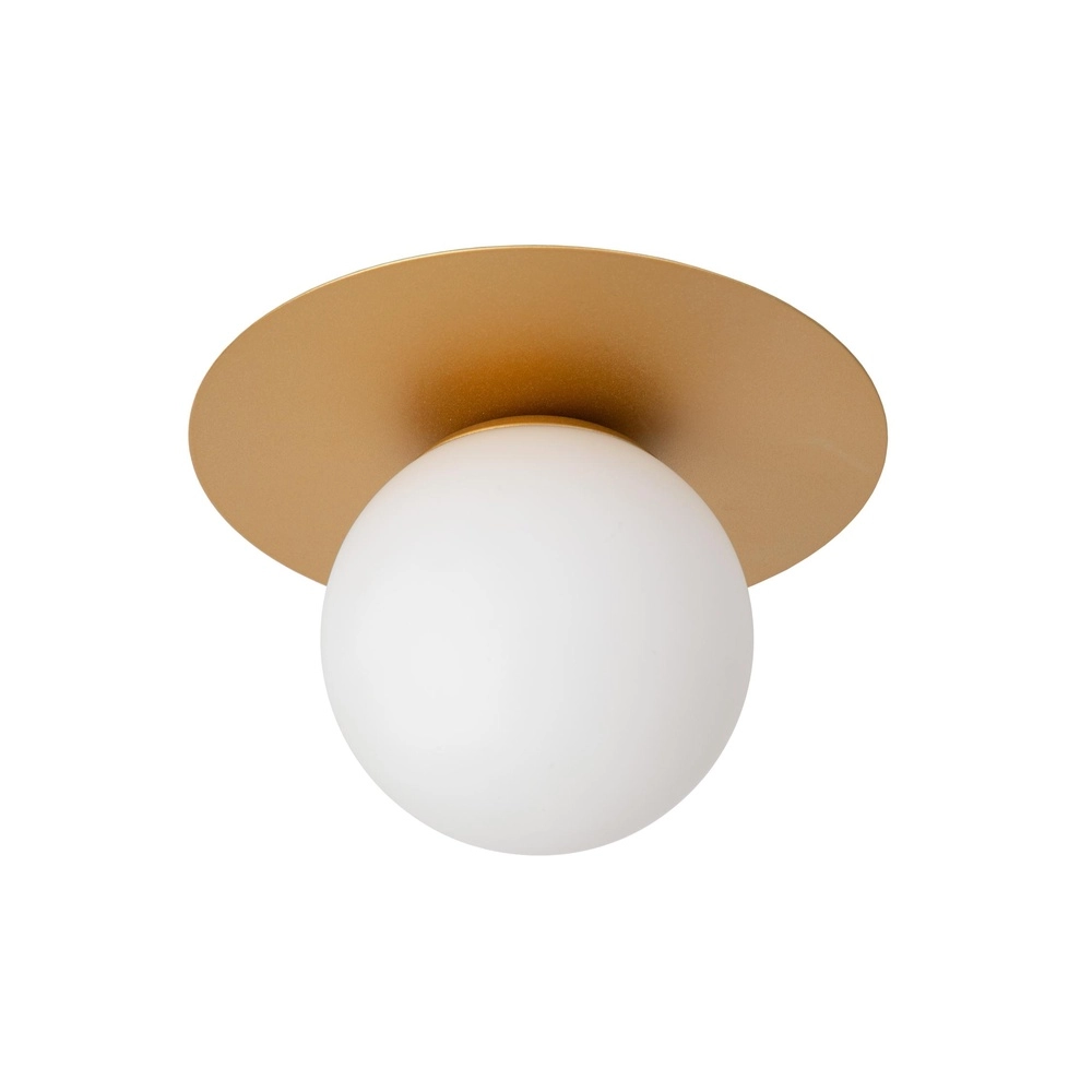 Lampe de plafond Tricia Or avec sphère blanche