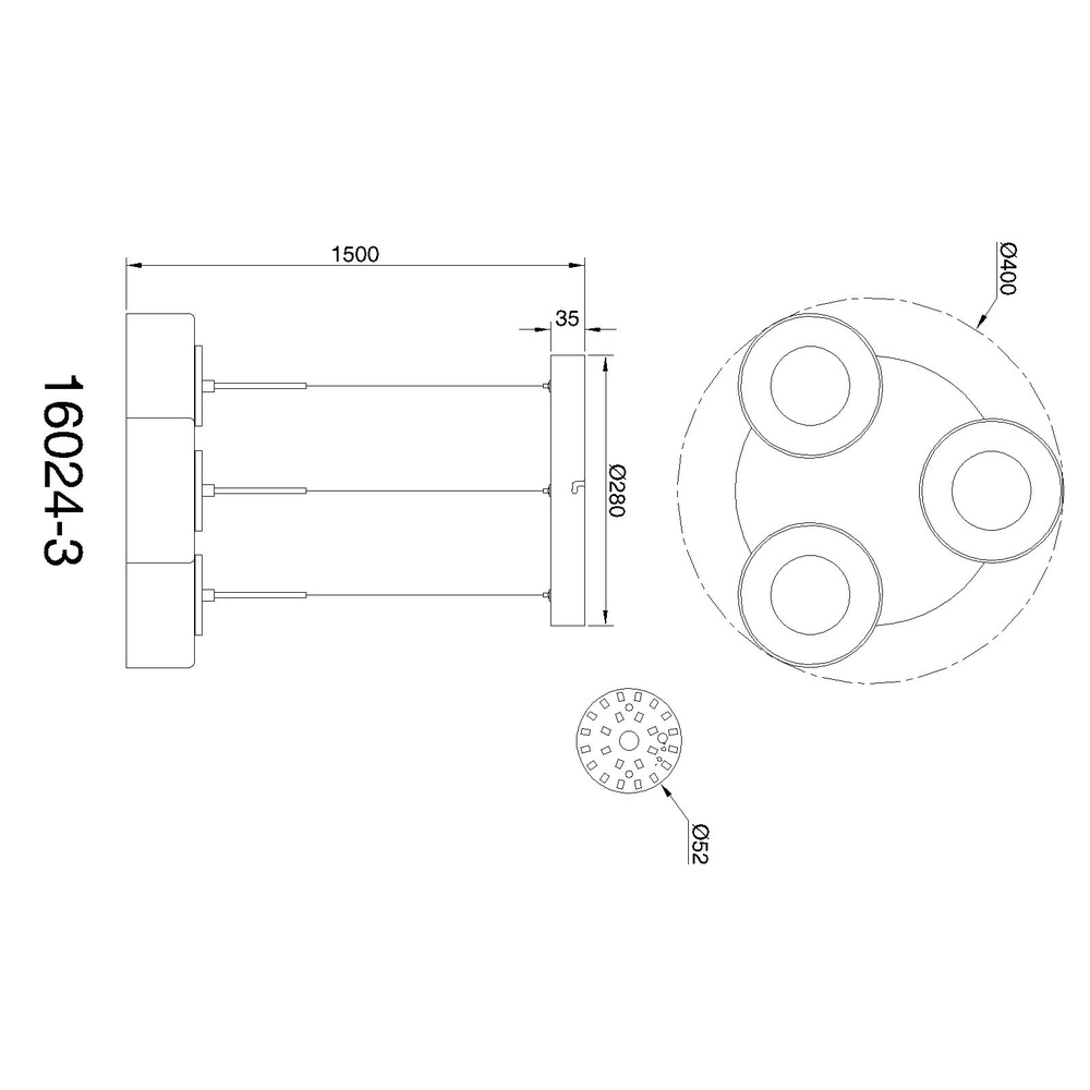 Lampe pendante de conception Belinda Noir à 3 lumières Globo 9007371531318