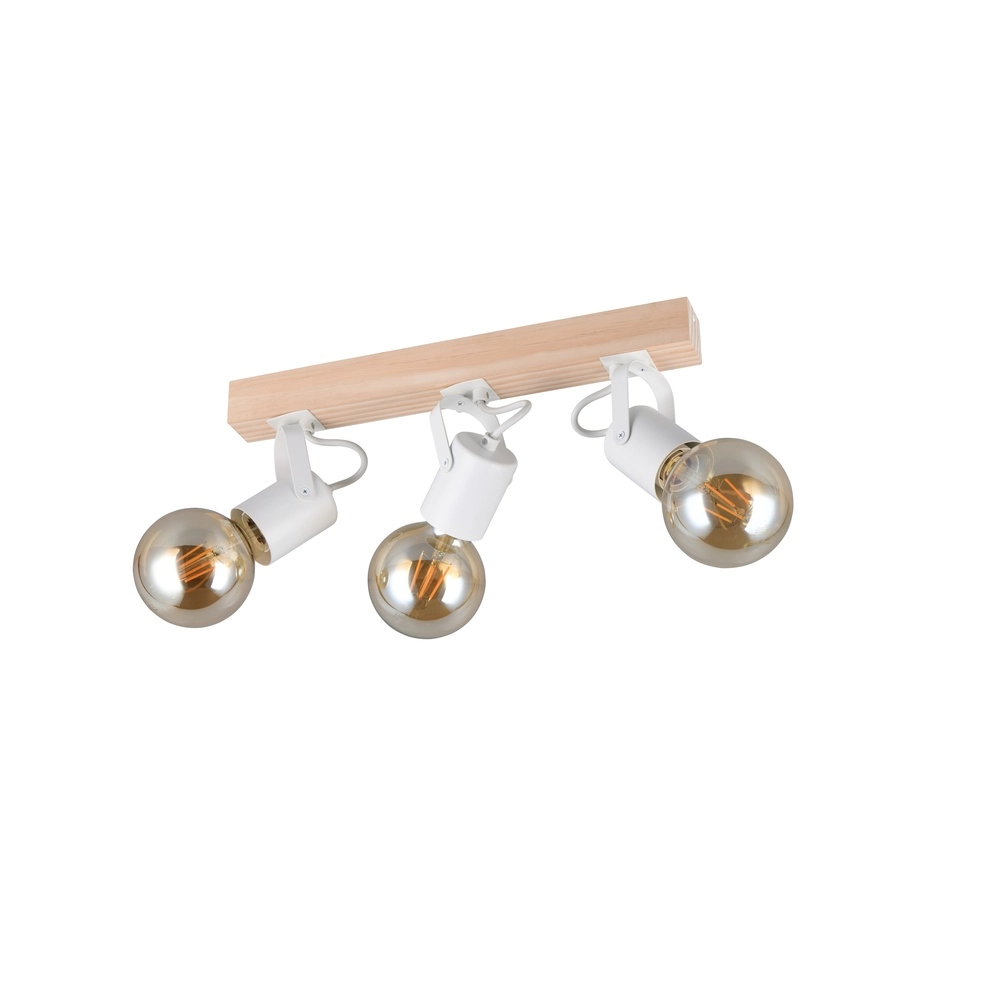 Lampe de plafond à 3 lampes Lynar Blanc avec du bois Trio 4017807672015