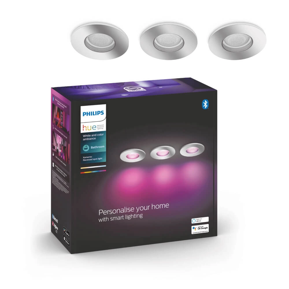 Spots encastrés Hue Xamento - White and color lot de 3 spots en inox Philips 8719514355392