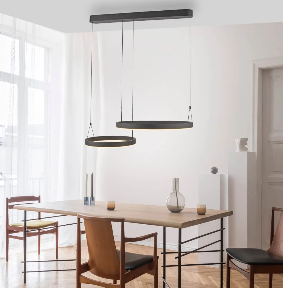 Lampe suspendue design Esko noir Paul Neuhaus 4012248384565