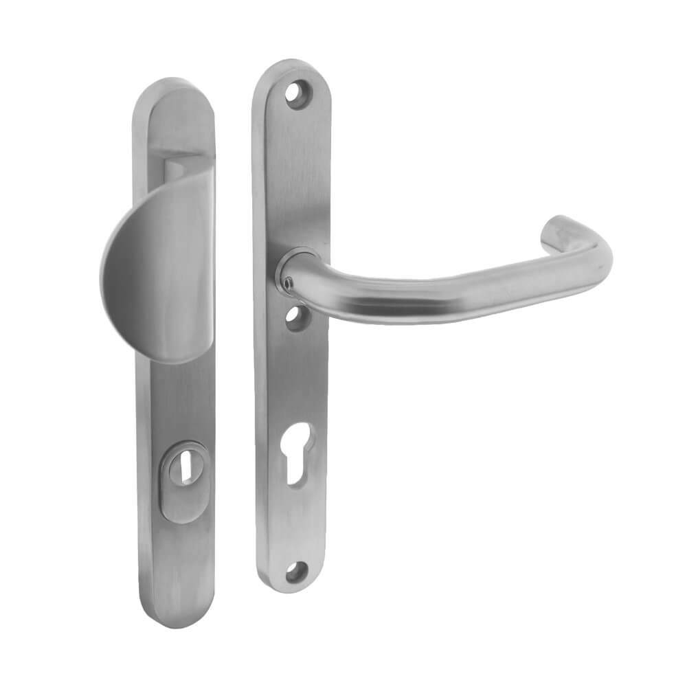 Ferrures de porte d’entrée Vurano protection anti-traction étroite avec bouton PC 72mm acier inoxydable Ferrures de porte d’entrée Vurano protection anti-traction étroite avec bouton PC 72mm acier inoxydable