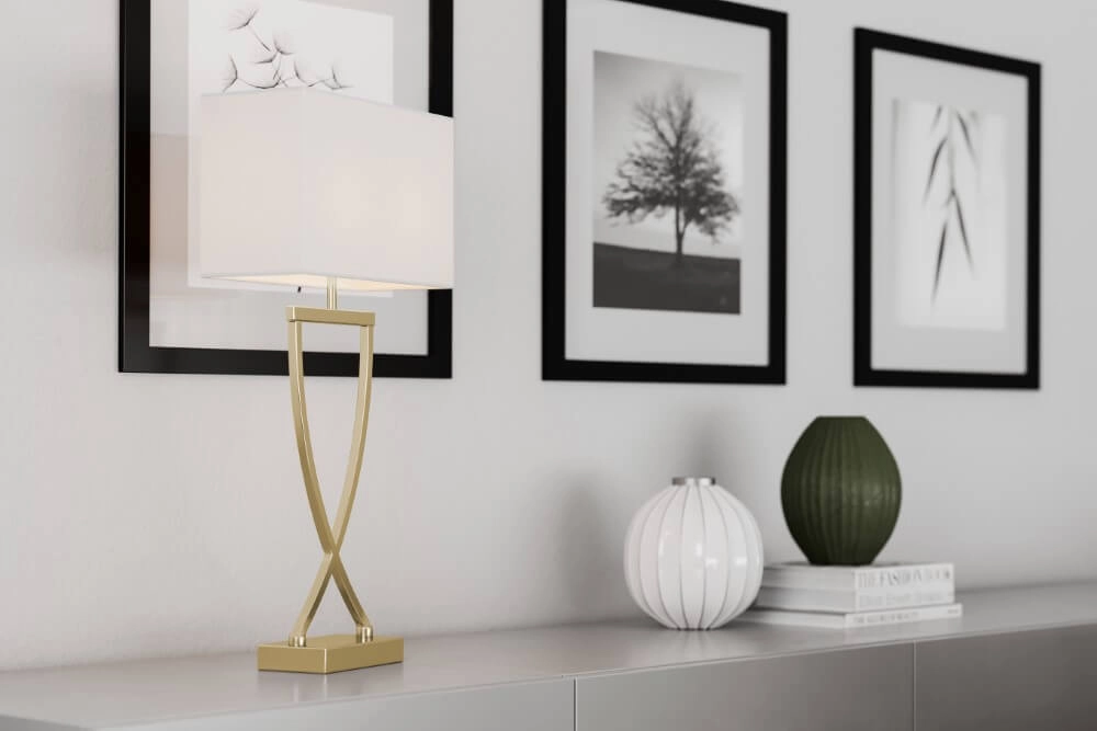 Lampe de table Omega chromé blanc 52cm By Rydéns 7391741204387