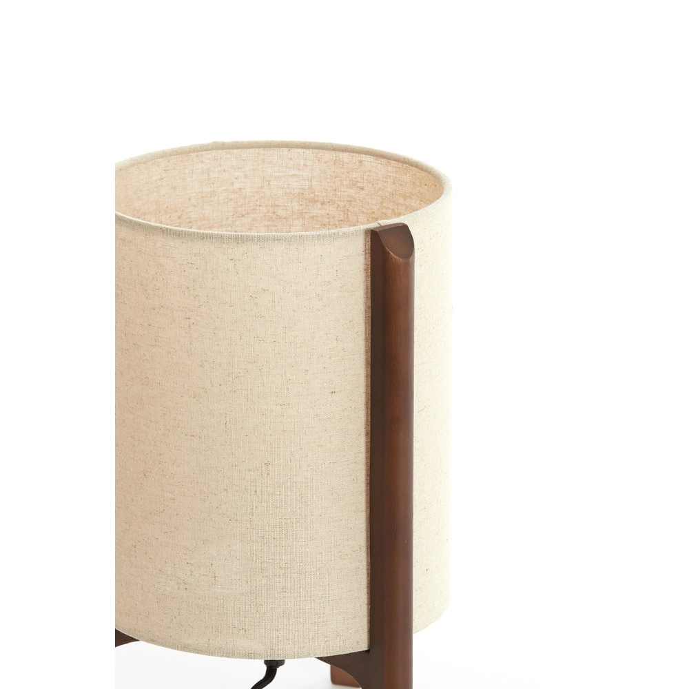 Lampe de table Litto Ø 22cm - noyer avec lin naturel Light & Living 8717807792671
