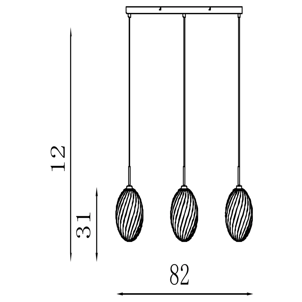 Suspension 3 lumières Whirl Verre coloré droit Searchlight 5053423299372