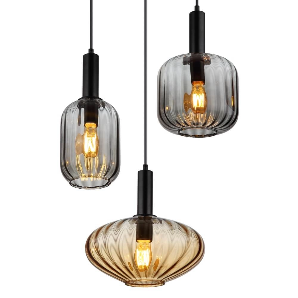 Suspension Valletta avec verre coloré 3 lumières Globo 9007371455867