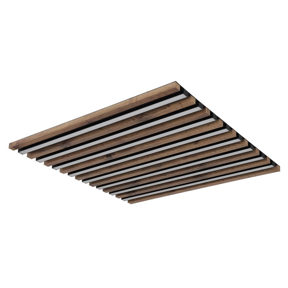 Plafonnier Hayden noir avec carré de bois 60cm Globo 9007371513642
