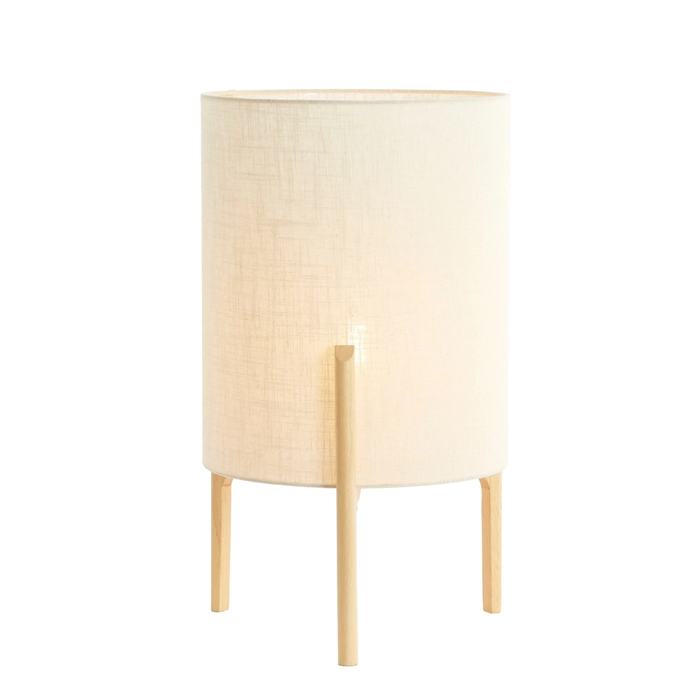 Lampe de table Litto Ø 35cm - aspect bois avec lin naturel Light & Living 8717807792725