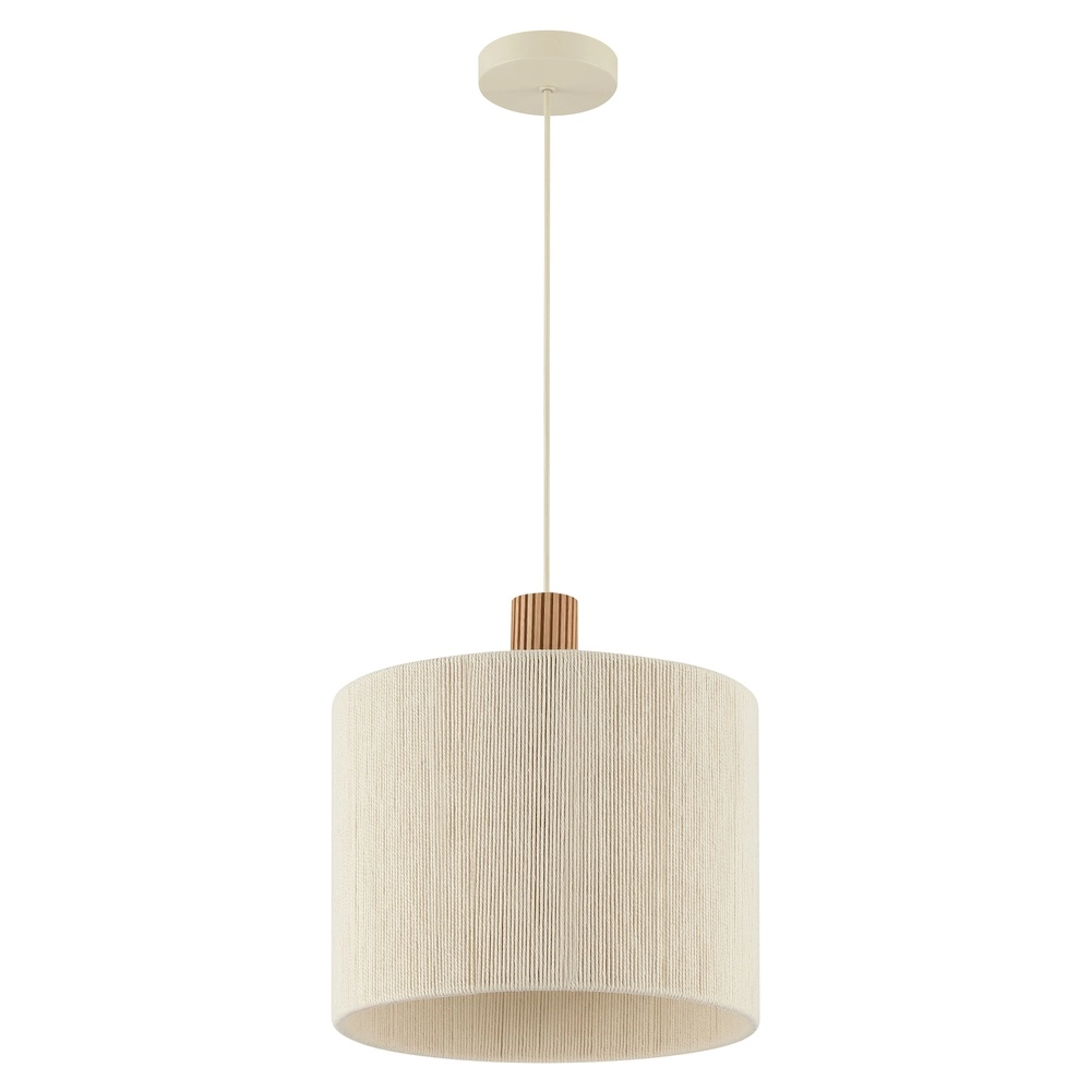 Lampe suspendue beige Arlo avec du japandi en bois Ø 35cm Brilliant 4004353477089
