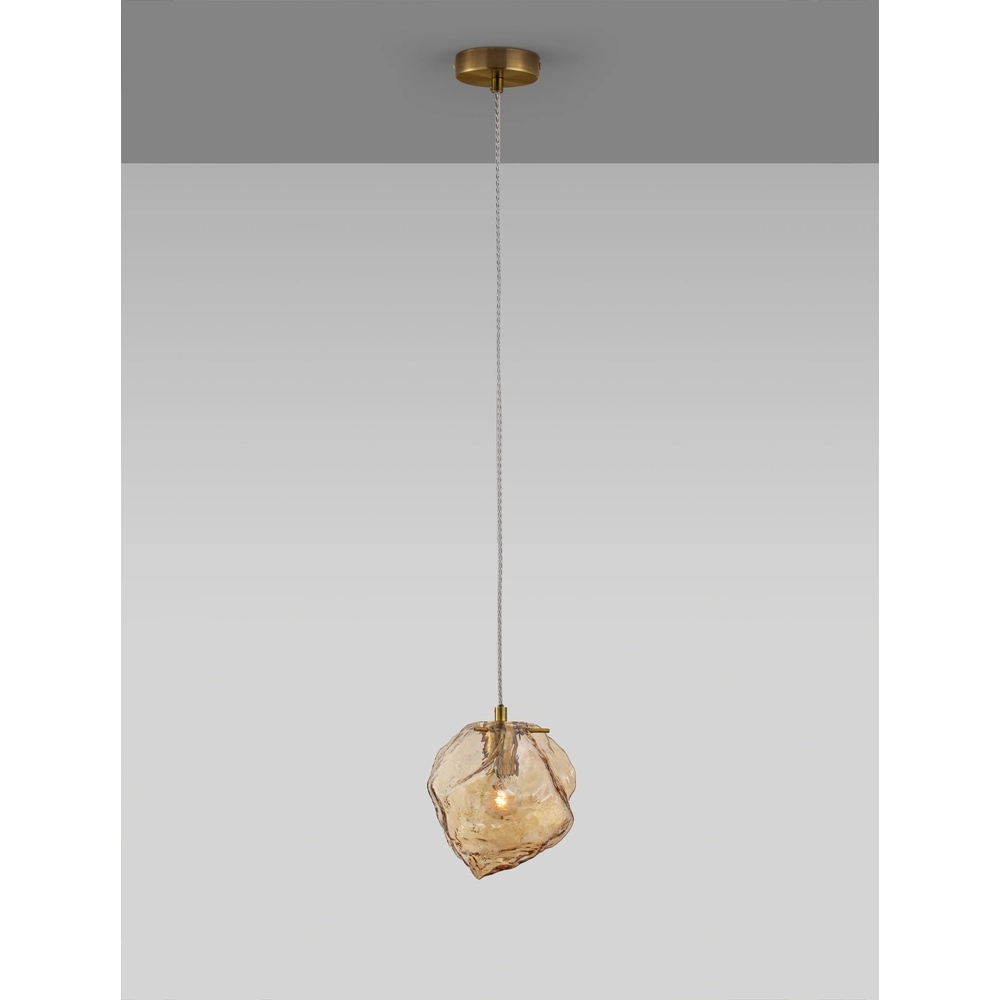 Suspension Odelle Or avec verre ambré Lyora 5212017434388