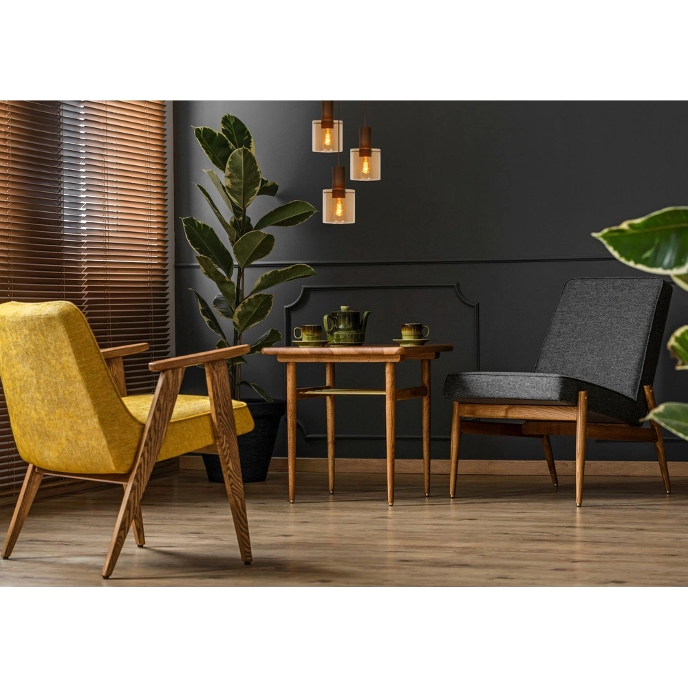 Lampe suspendue Toledo Trois lumières en verre ambré Lucide 5411212740861