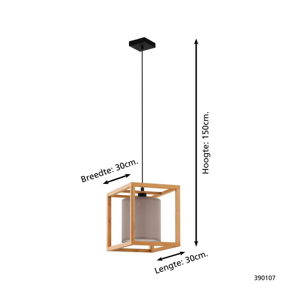 Lampe suspendue en bois Granados avec capuche grise Stars of Light 9008606240203