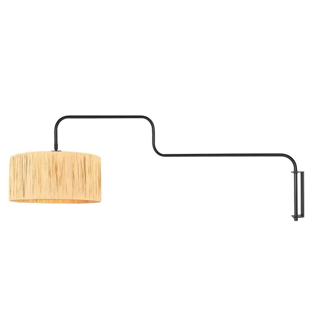 Applique murale Bloeba noir avec abat-jour paille Steinhauer 8712746177145