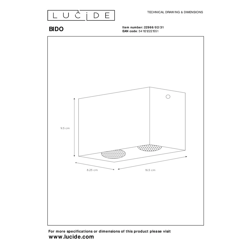 Emplacement monté en surface Bido Blanc Lucide 5411212221551