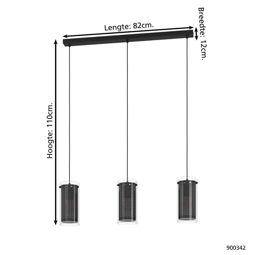 Lampe de table à manger Pinto Textil 1 noir avec verre Eglo 9008606235698