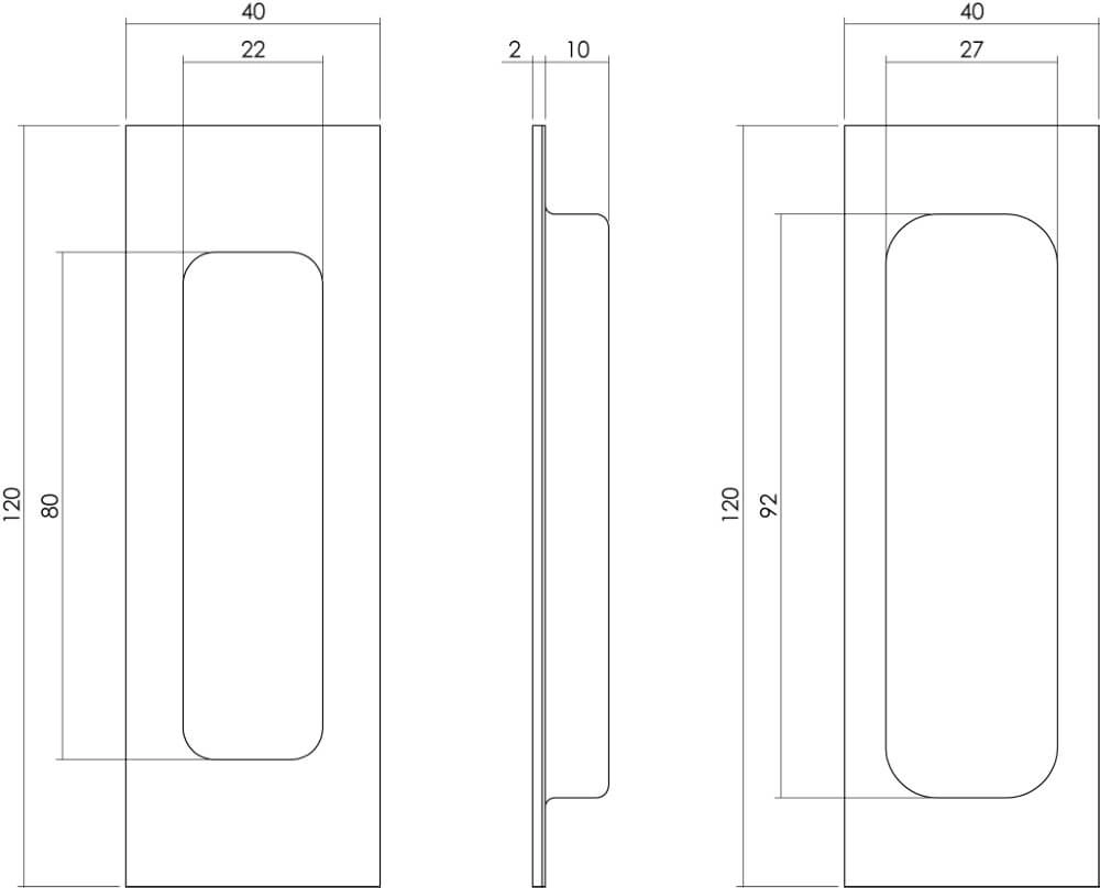 Poignée de porte coulissante Alvro Rectangle Noir Intersteel 8714186443262