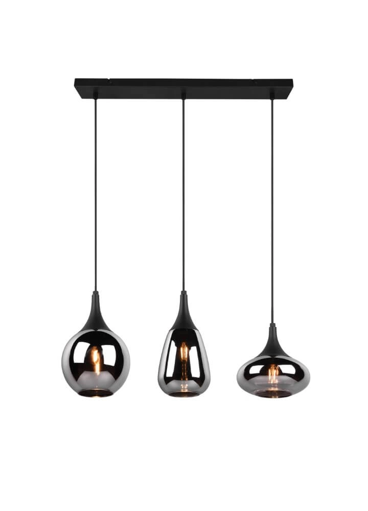 Lampe suspendue 3 lumières Lumina avec verre fumé Trio 4017807542271