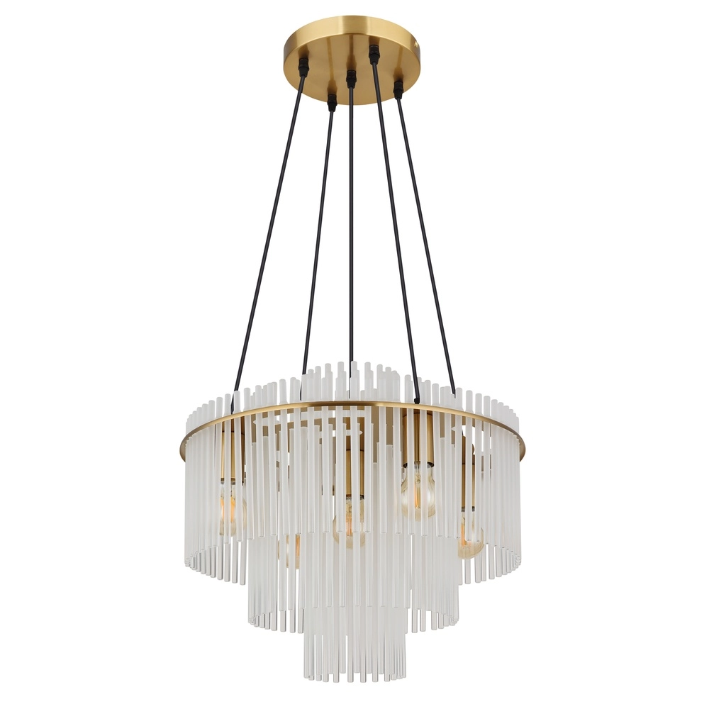 Lampe pendante Ø 50cm Gorley Or avec des bâtons en verre blanc Globo 9007371512133