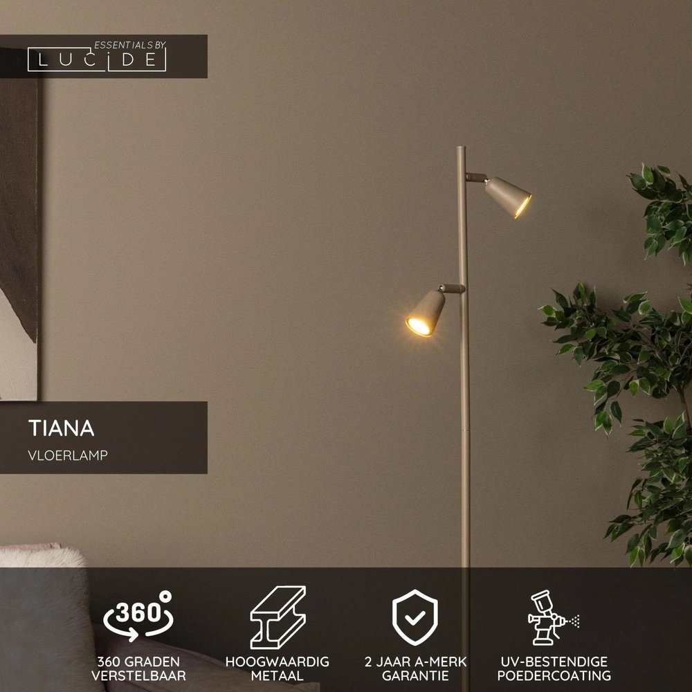 Lampe de lecture de conception Tiana taupe Lucide 5411212650474