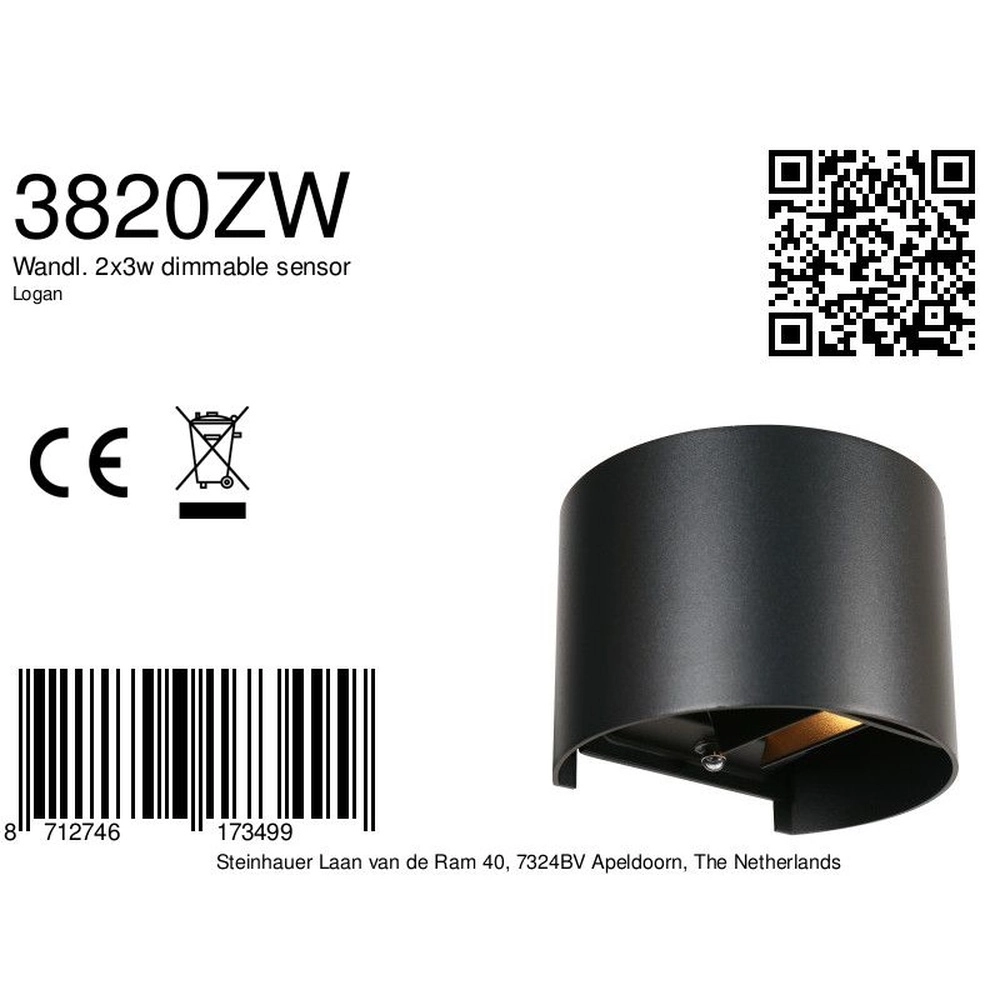 Spot élégant monté en surface Logan noir Steinhauer 8712746173499