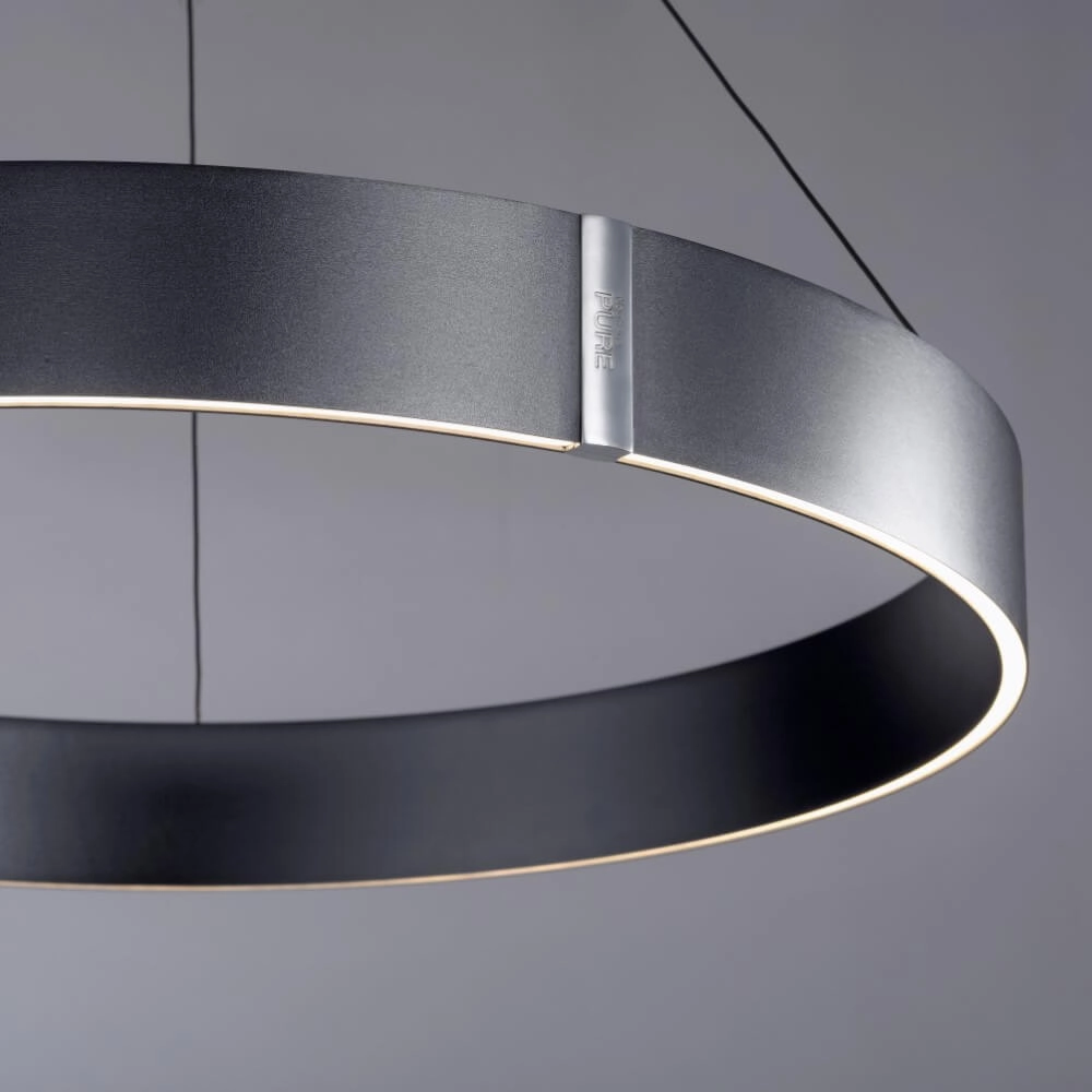 Lampe suspendue ronde Pure E-Clipse gris Ø 70cm Paul Neuhaus 4012248372340