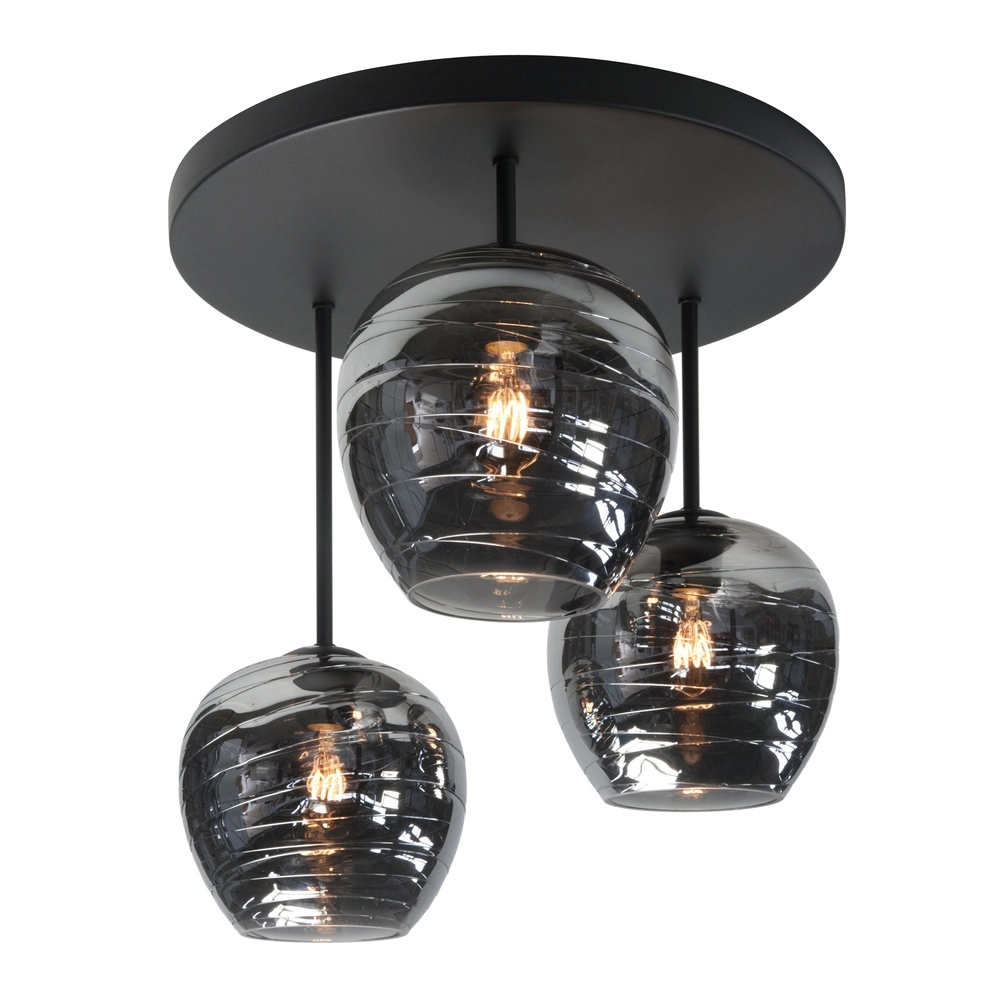 Plafonnier Fantasy 3 lumières noir avec verre