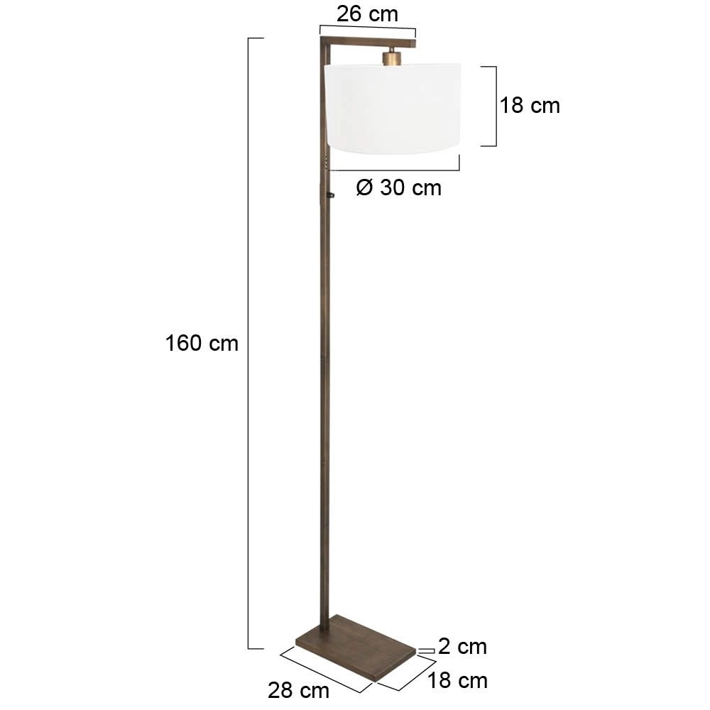 Lampe sur pied en bronze Stang avec capuche blanche Steinhauer 8712746189704