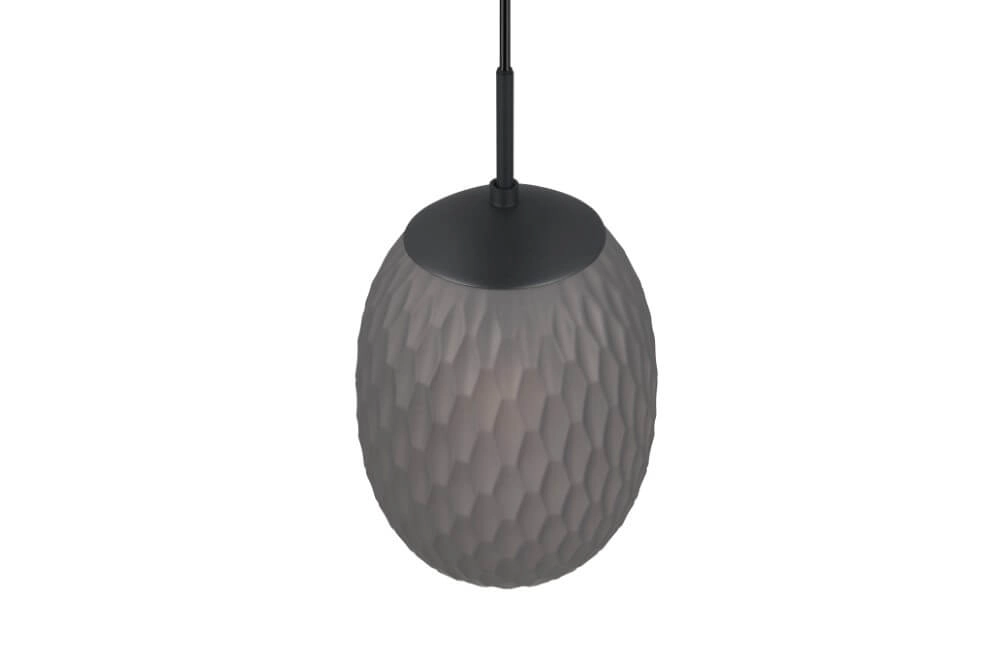 Lampe à suspension en verre Facette avec verre fumé nervuré Trio 4017807616828