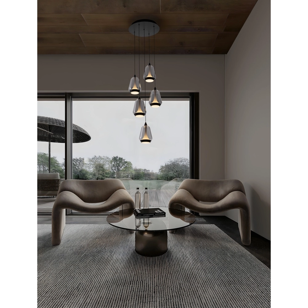 Suspension design Alish Verre fumé à 5 lumières Lyora 5212017477729