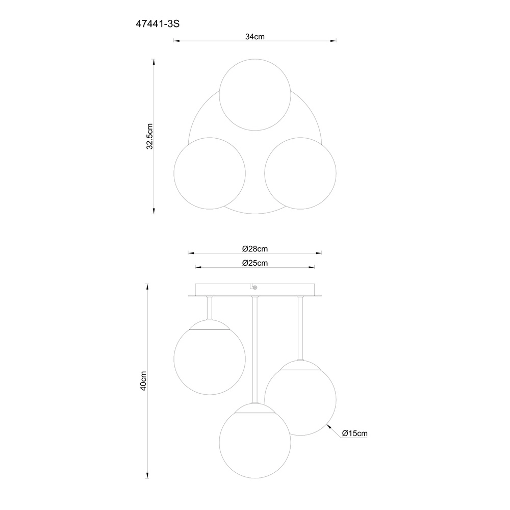 Lampe de plafond à 3 lumières Harmon Noir Globo 9007371583928
