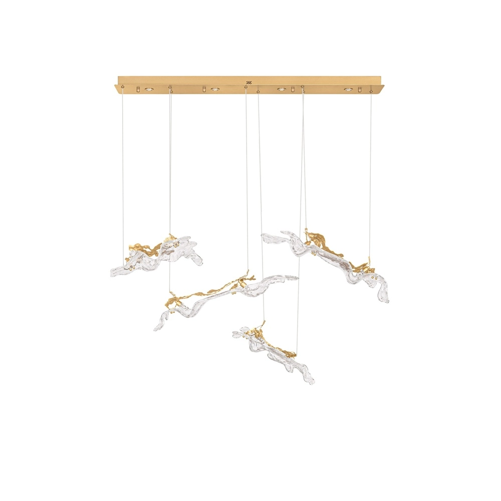 Lampe pendante dorée Avesa avec verre transparent 128 cm Lyora 5212063500426