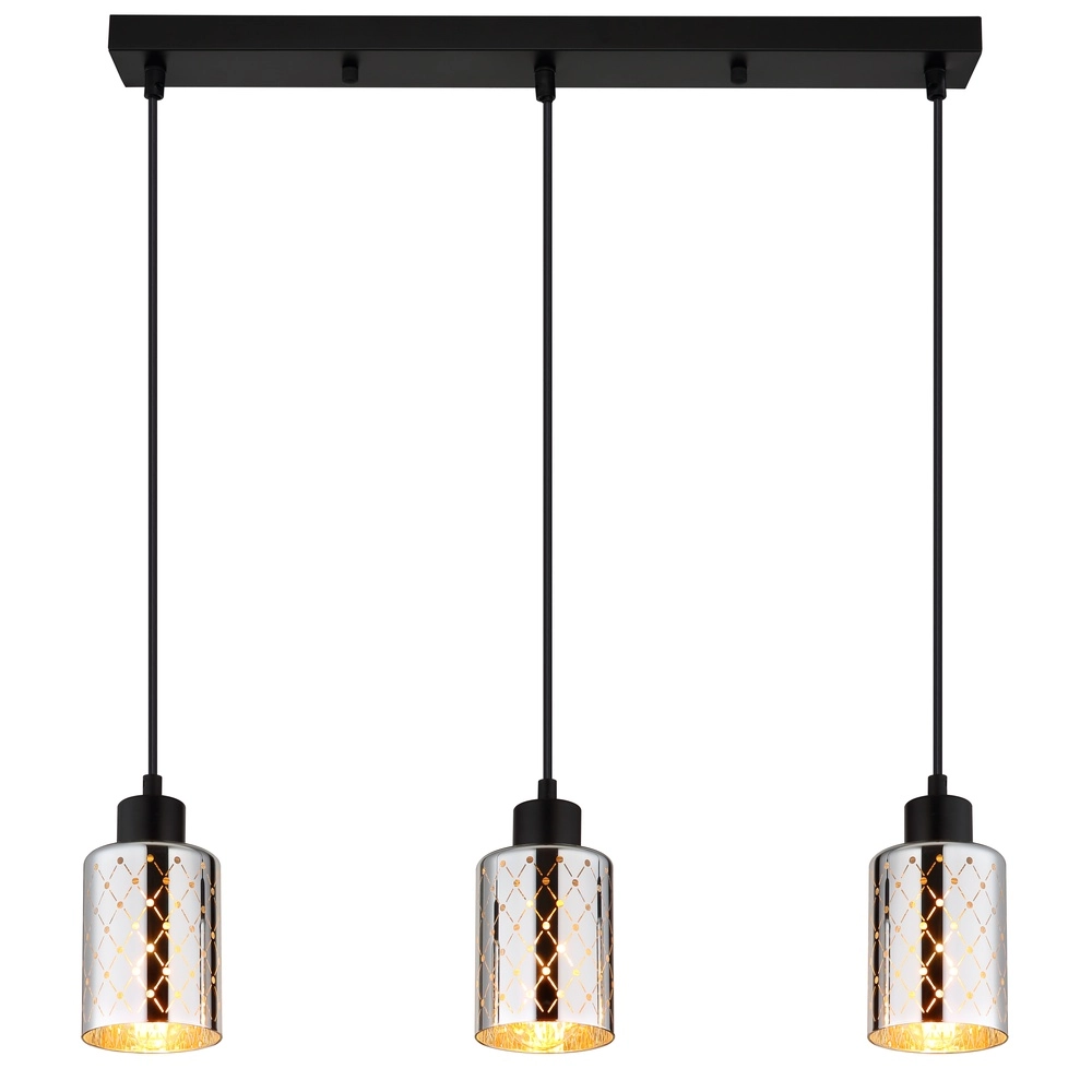 Lampe pendante de conception Alonso Noir à 3 lumières Globo 9007371575251