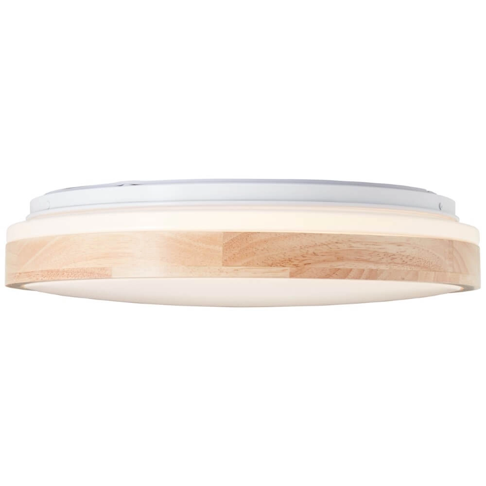 Plafonnier Brodsky Ø 39cm blanc avec bois Brilliant 4004353411304