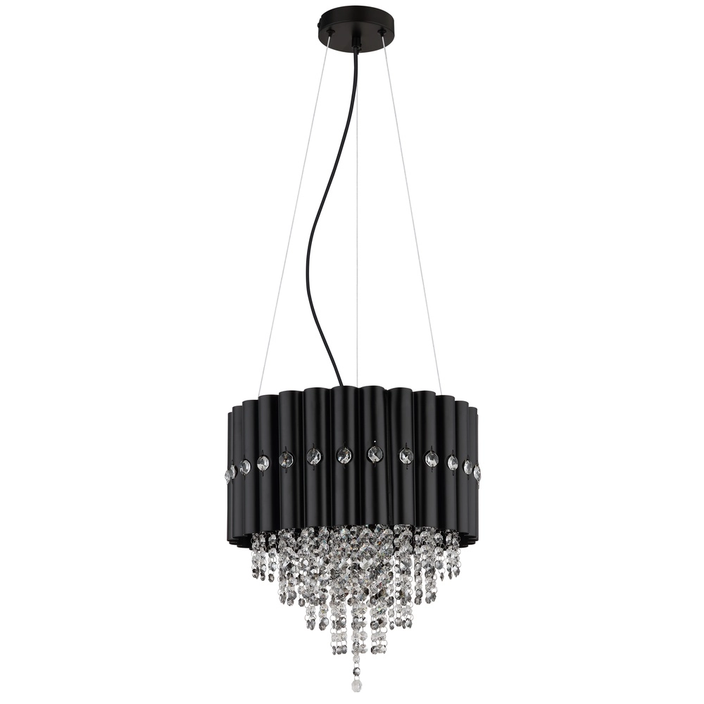 Lampe suspendue Eleos noir avec du cristal Globo 9007371528431