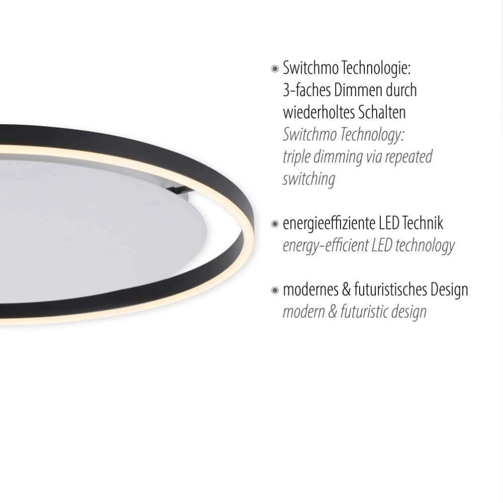 Plafonnier Ritus noir Ø 58,5cm Just Light 4043689983932