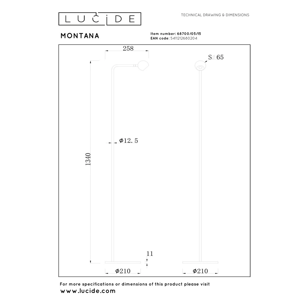 Lampadaire de conception Montana gris Premium by Lucide 5411212680204