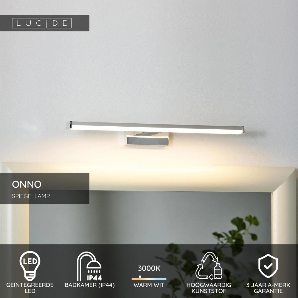 Lampe miroir Onno Chrome de salle de bain 40cm Lucide 5411212791443