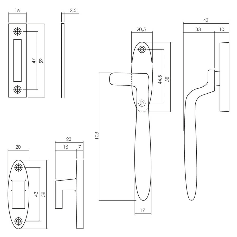 Fermeture de fenêtre Dudok gauche noir Intersteel 8714186508718
