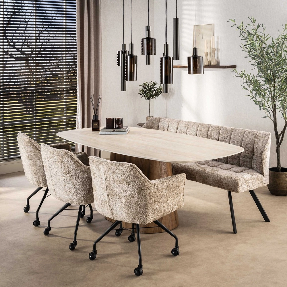 Lampe pendante de table à manger Sepiora Marron Sienna - verre foncé - avec pendentifs Lyora 8716803513464