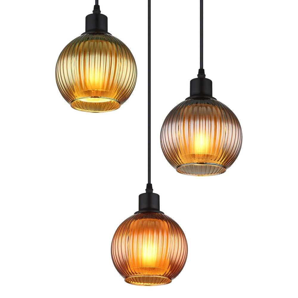 Suspension ronde Zumba verre coloré 3 lumières Ø 36cm Globo 9007371449828