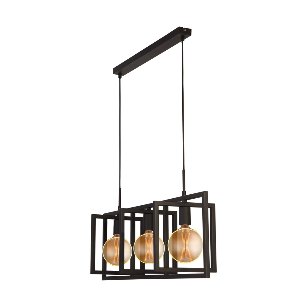 Lampe pendante de salle à manger Plaza Noir à 3 lumières