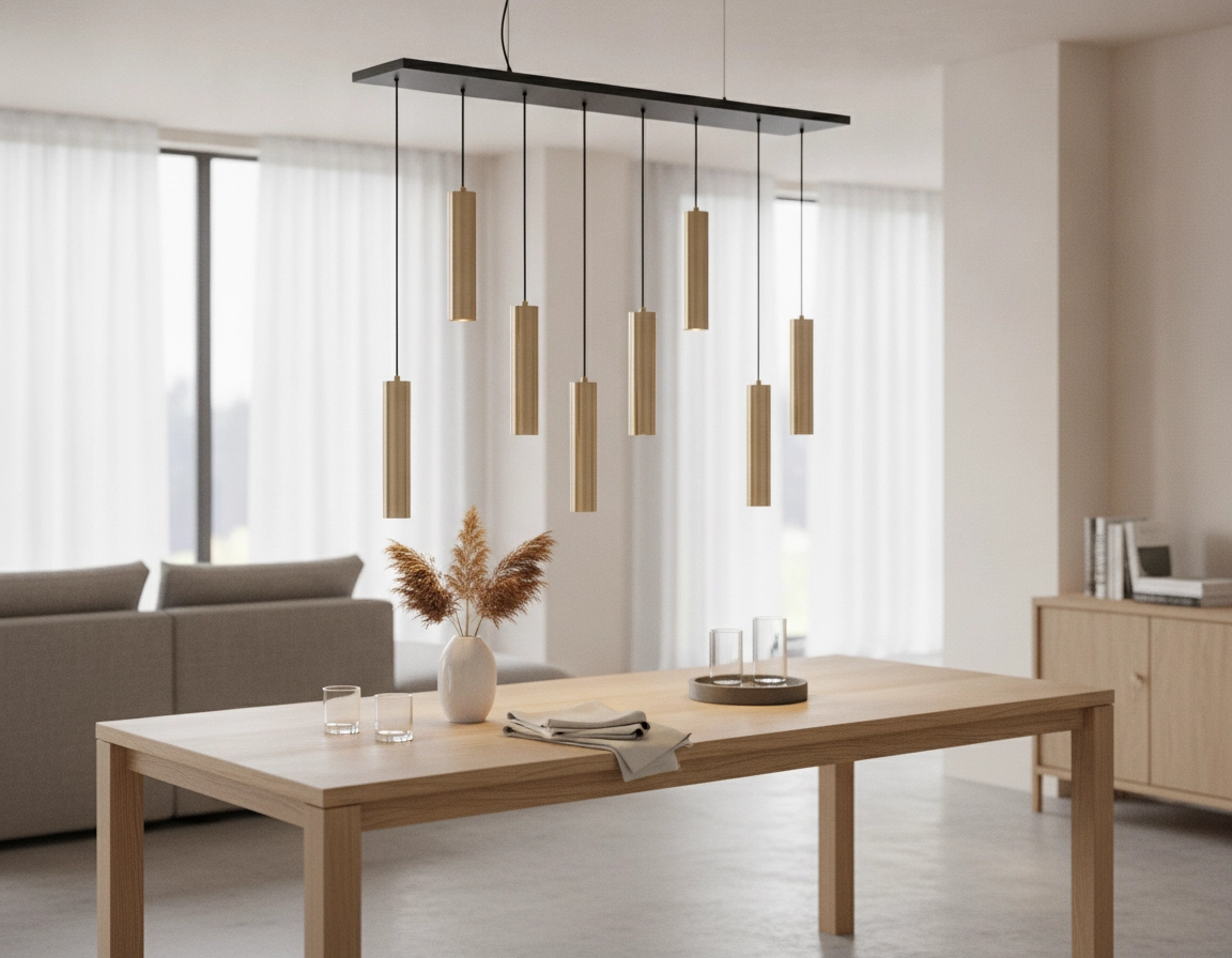 Lampe suspendue pour salle à manger Perugia or mat - 8x GU10