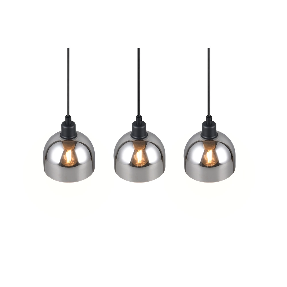 Suspension noire Molly Verre blanc à 3 lumières Trio 4017807618082